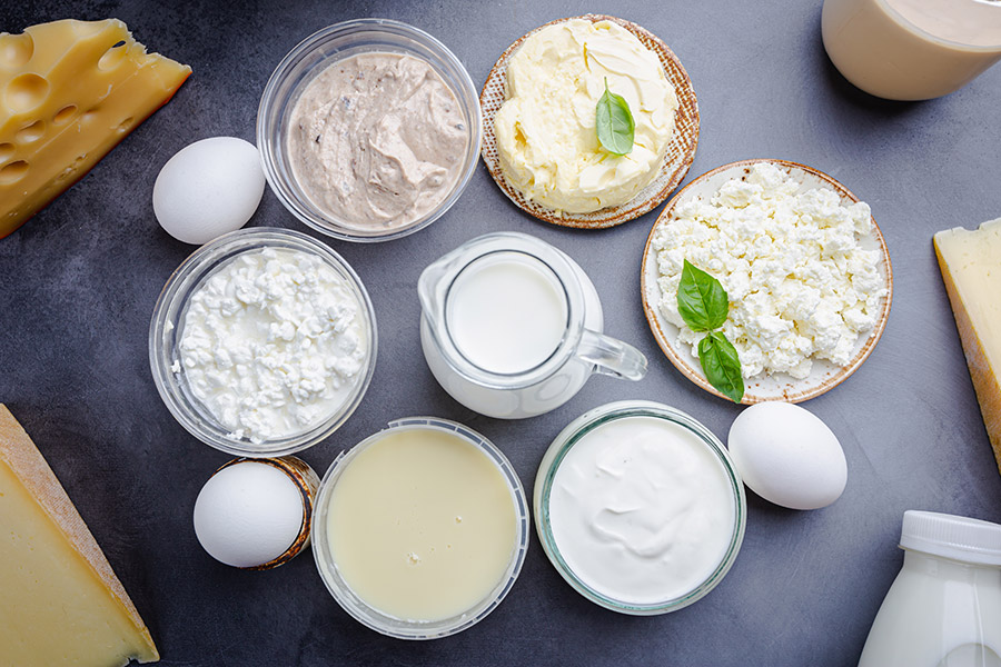 Molkereiprodukte und Veganes